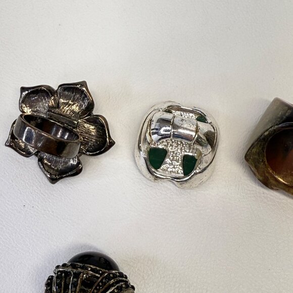 Statement Ring Lot of 5 Clover Flower Various‎ Sizes Stretch - Picture 10 of 12